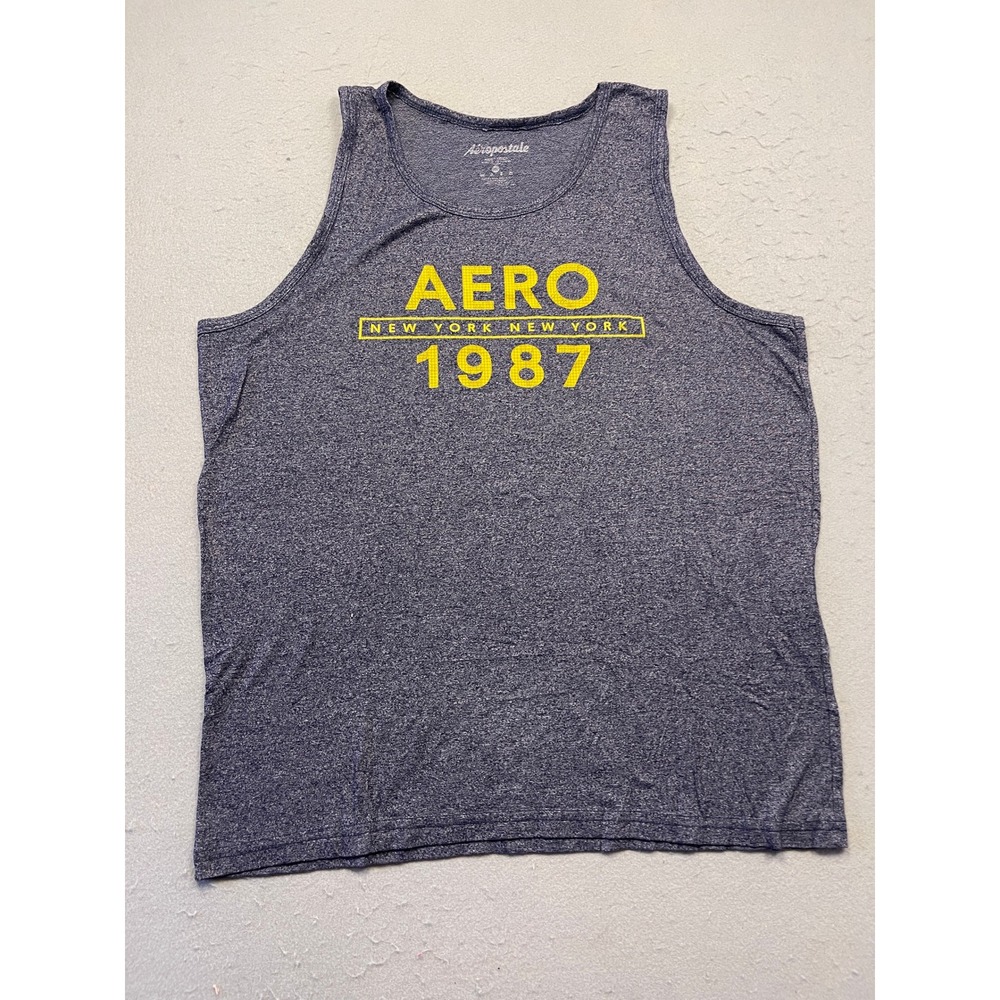 Aeropostale Tank Top Cotton Blend Heather Navy Blue XL Mens